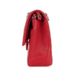 Chanel Classic Red Caviar Quilted Medium Double Flap Gold HW Handbag - Image 4