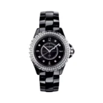 Chanel J12 Quartz H3108 Black Ceramic Diamond bezel 33mm Ladies Watch