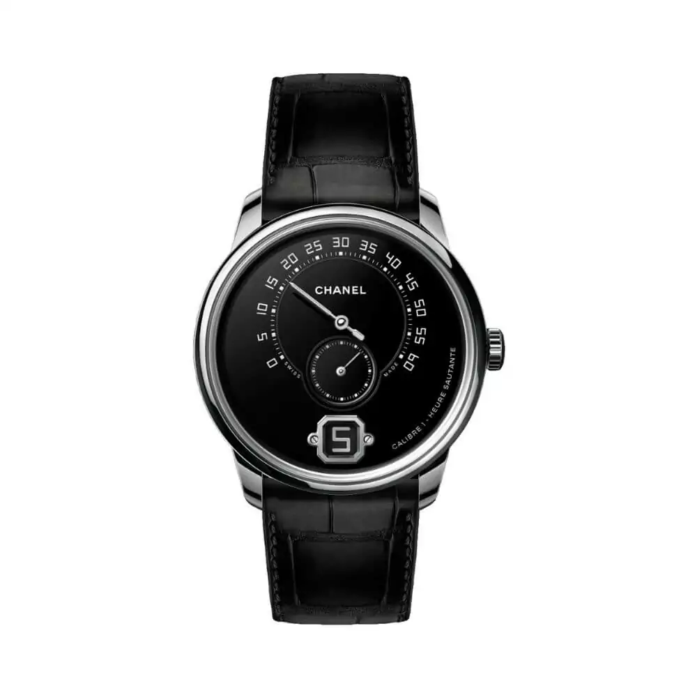 Chanel-Messhe-Du-H6597.jpg Chanel Messhe Du H6597 PT/Leather Black Dial A Rank Ginzo - Image 1