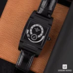 De Grisogono Dual Time UNO DF N20 Automatic PVD Stainless Steel Black Alligator Strap Black Dial - Image 2