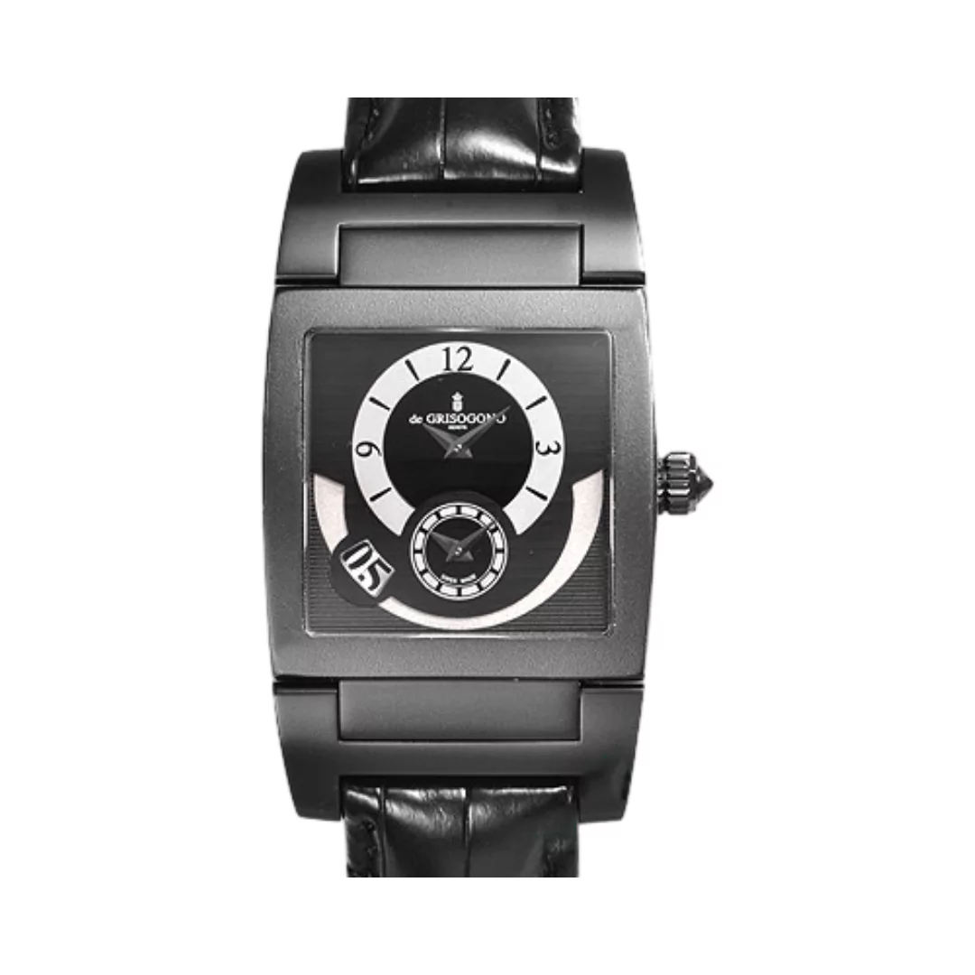 De-Grisogono-Dual-Time-UNO-DF-N20.png De Grisogono Dual Time UNO DF N20 Automatic PVD Stainless Steel Black Alligator Strap Black Dial - Image 1