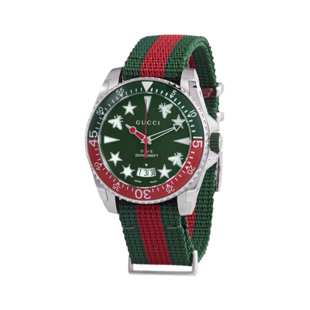Gucci-Dive-Quartz-YA136339.png Gucci Dive Quartz YA136339 40mm Green Dial Unisex Watch - Image 1