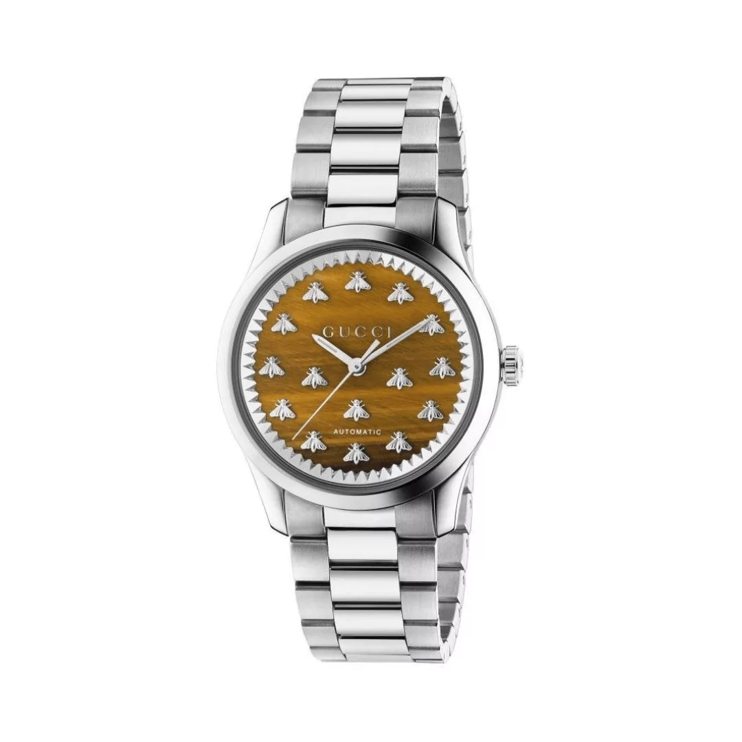 Gucci-G-Timeless-YA1264177.png Gucci G-Timeless YA1264177 38mm Bees Index Brown Dial Unisex Watch - Image 1