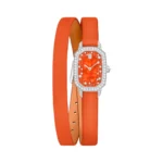 Harry Winston Emerald EMEQHM18WW015 Quartz 24mm Orange MOP Dial Womens Watch