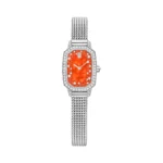 Harry Winston Emerald EMEQHM18WW021 18K White Gold Quartz 24mm MOP Orange Diamond Dial Womens Watch