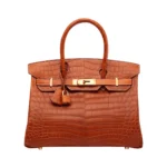 Hermes Birkin 30 Fauve Matt Croco Gold Hw Handbag