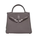 Hermes Kelly 25 Retourne Etain Togo Leather Palladium HW Hardware