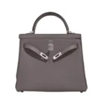 Hermes Kelly 25 Retourne Etain Togo Leather Palladium HW Hardware