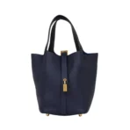 Hermes Picotin 18 Bleu Nuit Taurillon Clemence Leather Gold Hardware Bag
