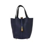 Hermes Picotin 18 Bleu Nuit Taurillon Clemence Leather Gold Hardware Bag