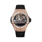 Hublot Big Bang MP-11 911.OX.0118.RX.0904 Rose Gold Baguette Diamonds Bezel Skeleton Dial 45mm Men’s Watch