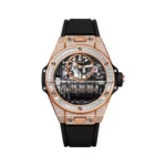 Hublot Big Bang MP-11 911.OX.0118.RX.0904 Rose Gold Baguette Diamonds Bezel Skeleton Dial 45mm Men’s Watch