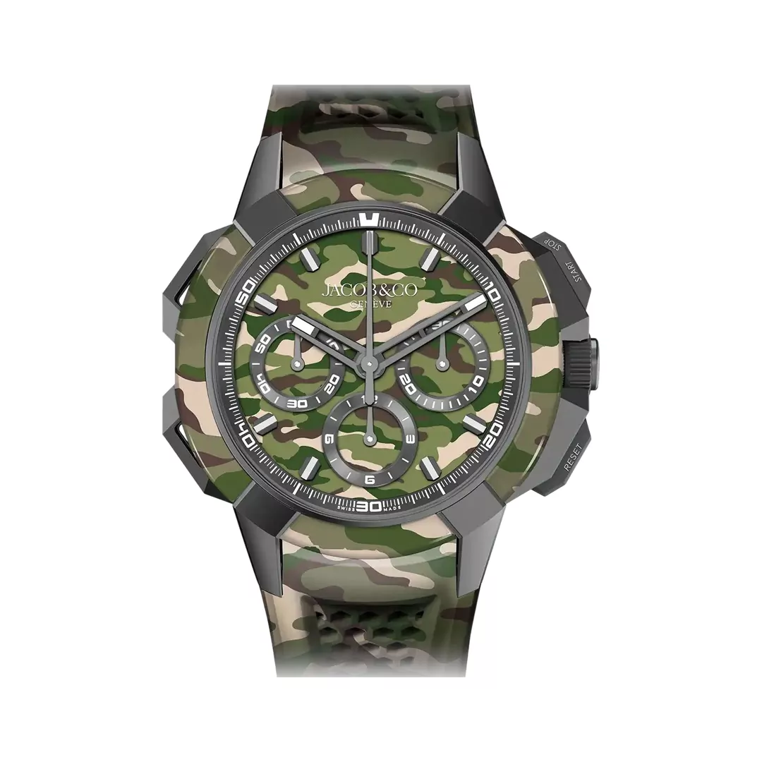 Jacob-Co.-Green-Camo-Epic-X-Chrono-EC440.20.AB_.AA_.ABRUA_.jpg Jacob & Co. Green Camo Epic X Chrono EC440.20.AB.AA.ABRUA Titanium Green Dial 44mm Men’s Watch - Image 1