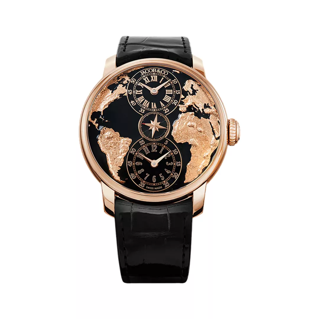 Jacob-Co.-The-World-Is-Yours-Dual-Time-Zone-DT100.40.AA_.AB_.jpg Jacob & Co. The World Is Yours Dual Time Zone DT100.40.AA.AB.A Rose Gold 43mm Black Dial Men’s Watch - Image 1