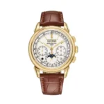 Patek Philippe Grand Complications 5270J-001 Perpetual Chronograph Hand Wind White Dial 41Mm 18K Yellow Gold Brown Leather Straps Men’S Watch