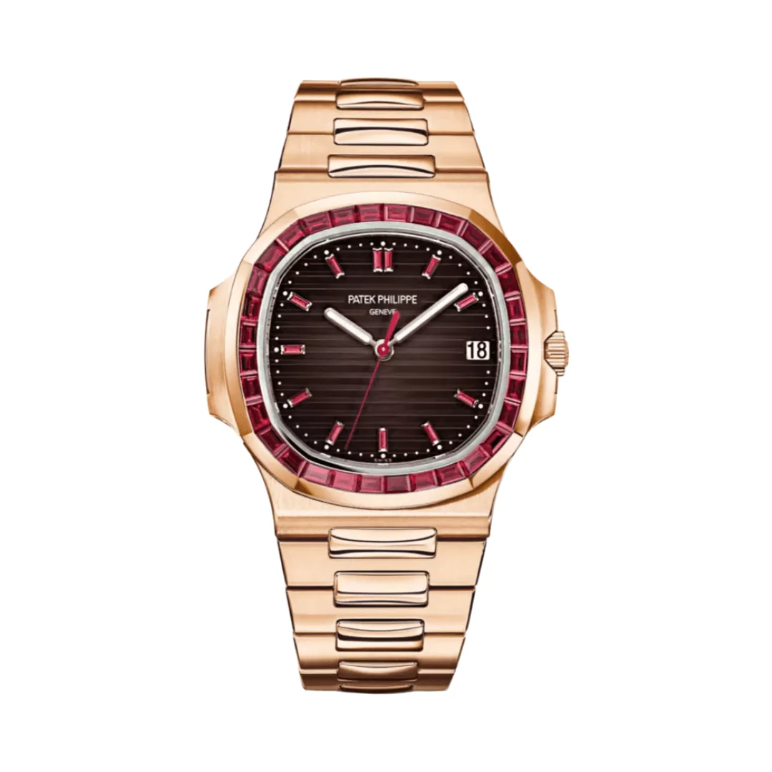 Patek-Philippe-Nautilus-5723112R-001-4.png Patek Philippe Nautilus 5723/112R-001 18K Rose Gold Ruby Bezel Brown Dial - Image 1