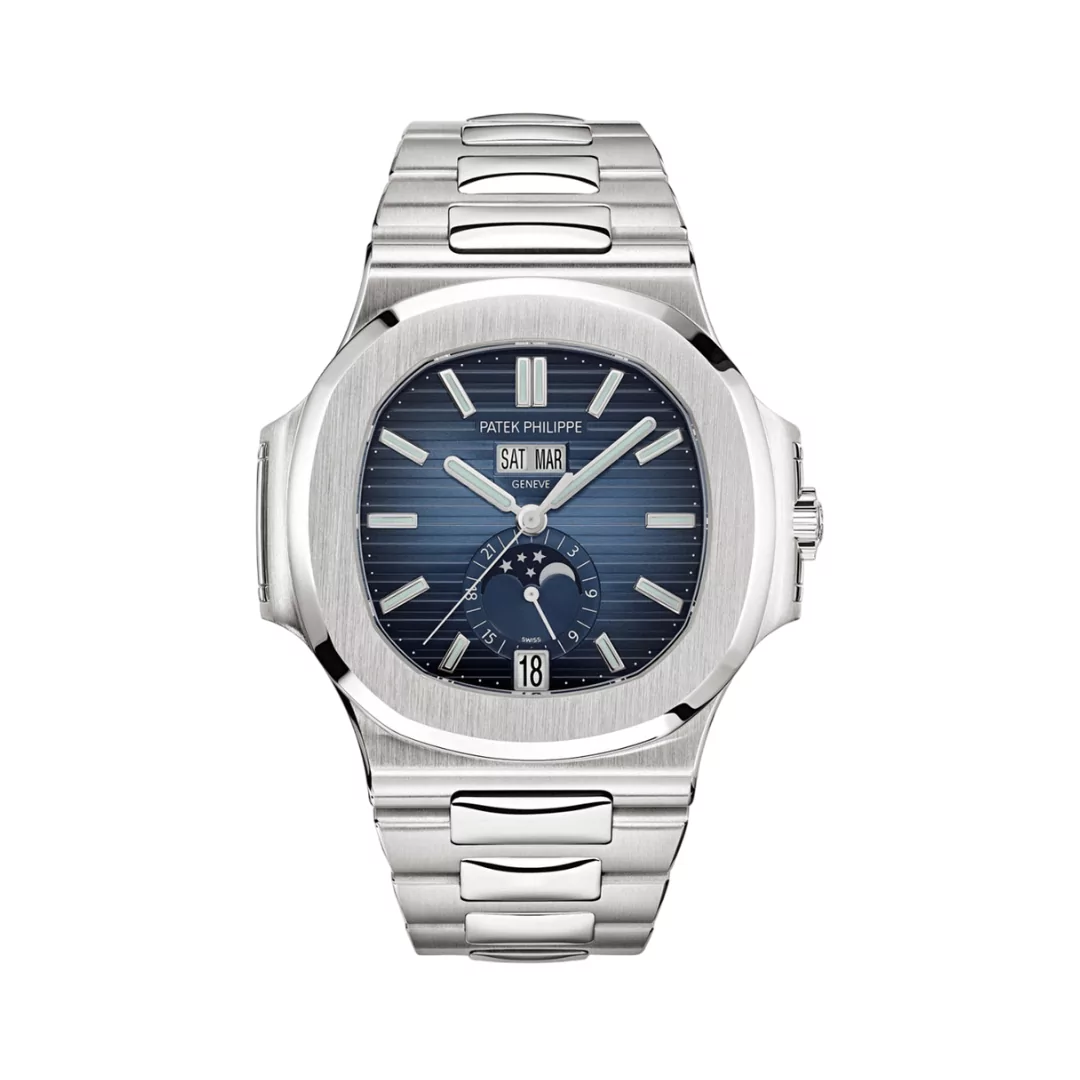 Patek-Philippe-Nautilus-57261A-014.png Patek Philippe Nautilus 5726/1A-014 Gradient Blue Dial Annual Calendar Moon Phases Stainless Steel - Image 1