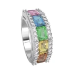 RAINBOW SAPPHIRE OCTAGONAL RING- 3.09 CTS- HRD-G-H/SI 788R,Total Wt – 5.81gm