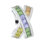 RAINBOW SAPPHIRE PRINCESS RING- 4.89 CTS- HRD-G-H/SI 785R,Total Wt – 9.93gm - Image 3