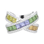 RAINBOW SAPPHIRE PRINCESS RING- 4.89 CTS- HRD-G-H/SI 785R,Total Wt – 9.93gm