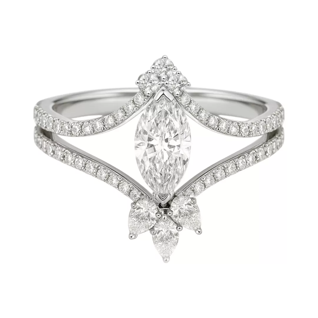 ROUND-MARQUISE-PEAR-RING-F-G-VVS-VS.jpg ROUND-MARQUISE-PEAR RING-F-G/VVS-VS 1.01 CTS- R37R,Total Wt -3.48gm - Image 1