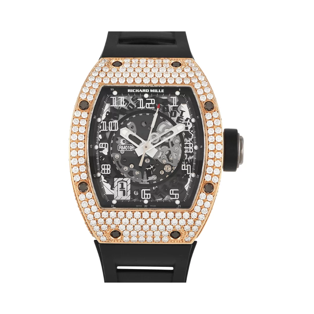 Richard-Mille-RM010-AH-RG.png Richard Mille RM010 AH RG Rose Gold Diamond Bezel Skeleton Dial - Image 1