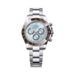 Rolex Cosmograph Daytona 126506-0002 Diamond-Set Chestnut Brown Bezel Oyster Platinum Bracelet Ice Blue Dial