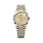 Rolex Datejust 126233-0037 Steel & Yellow Gold 36mm Champagne Palm Motif Dial Ladies Watch