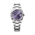 Rolex Datejust 126234-0022 Oystersteel Aubergine Roman VI And IX Diamonds Dial 36mm Ladies Watch