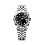 Rolex Datejust 126234-0027 Oystersteel White Gold Diamond Numerals Bright Black Dial 36mm Unisex Watch