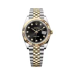 Rolex Datejust 126333-0006 Oystersteel 18Kt Yellow Gold Fluted Bezel 41mm Black Diamond Dial Men’s Watch