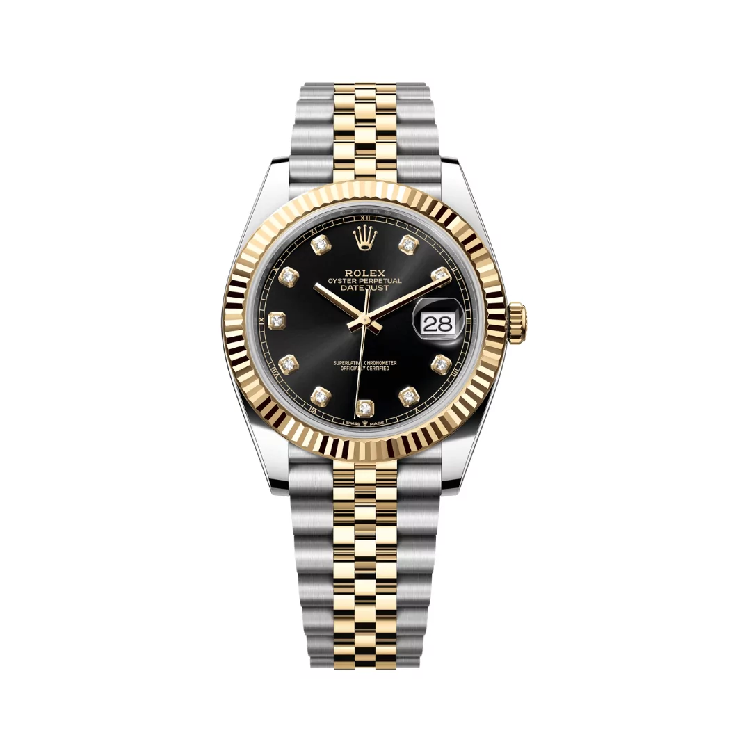 Rolex-Datejust-126333-0006-Oystersteel.png Rolex Datejust 126333-0006 Oystersteel 18Kt Yellow Gold Fluted Bezel 41mm Black Diamond Dial Men’s Watch - Image 1