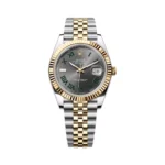 Rolex Datejust 126333-0020 Oystersteel Fluted Bezel 41mm Grey Green Roman Dial Men’s Watch