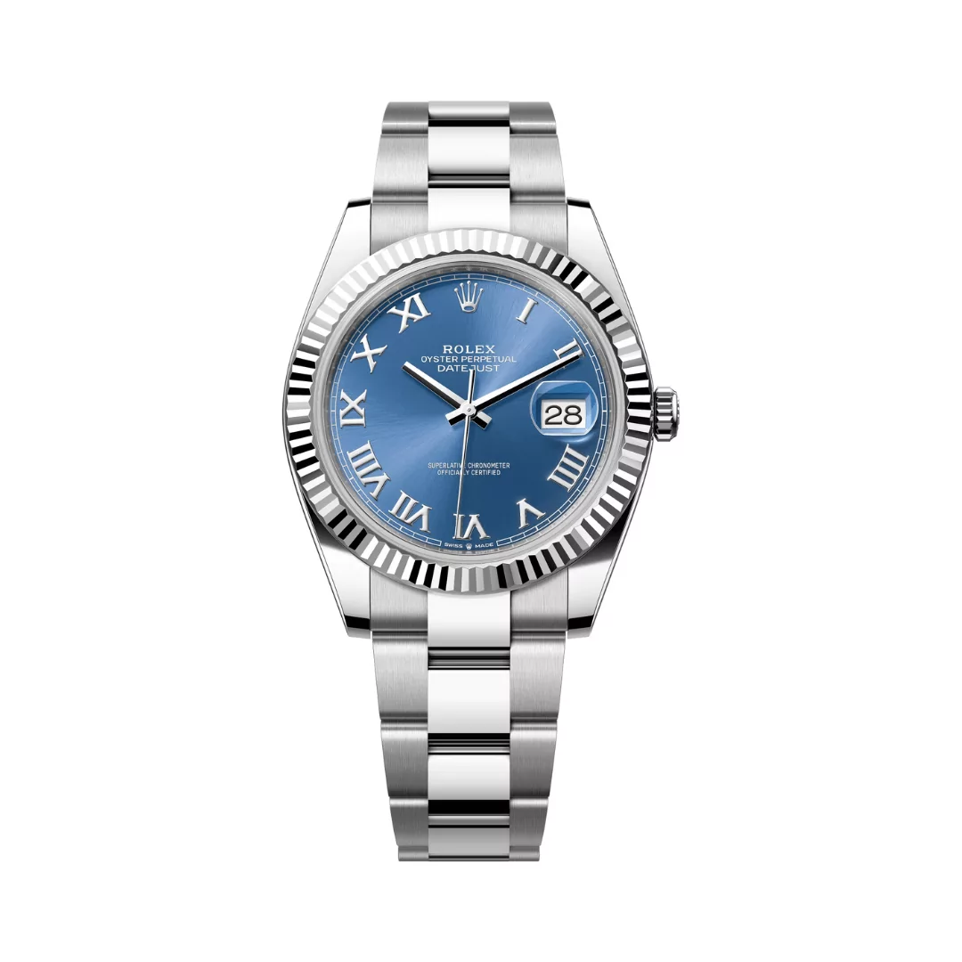 Rolex-Datejust-41-Oyster-Perpetual-126334-0025.png (1) Rolex Datejust 41 Oyster Perpetual 126334-0025 White Gold 41mm Blue Dial Roman Numerals Men’s Watch - Image 1