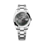 Rolex Datejust 126300-0013 Oyster Perpetual 41mm Green Roman Numerals Grey Dial Mens Watch