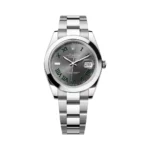Rolex Datejust 126300-0013 Oyster Perpetual 41mm Green Roman Numerals Grey Dial Mens Watch