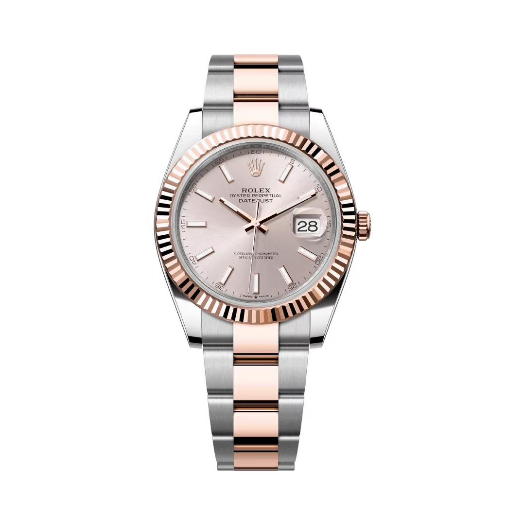 Rolex-Datejust-m126331-0009.png Rolex Datejust m126331-0009 Oyster Perpetual 18K Everose Gold 41Mm Sundust Dial Men’s Watch - Image 1