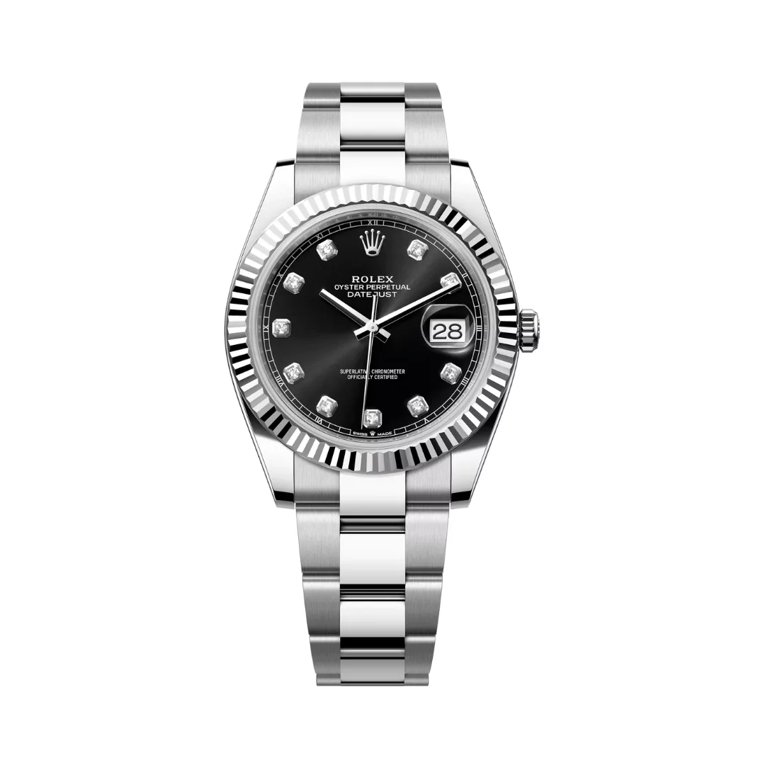 Rolex-Datejust-m126334-0011.png Rolex Datejust 41 Oysters Perpetual 126334-0011 White Gold 41mm Black Diamond Dial Men’s Watch - Image 1