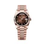 Rolex Day-Date 128235-0075 Everose Gold Roman Numerals 36mm Brown Ombré Dial 36mm Ladies Watch