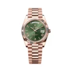 Rolex Day Date 228235 OGRP Olive Green Dial Bevelled Roman Numerals 40Mm 18Kt Rose Gold Jubilee Bracelet