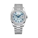 Rolex Day Date 22839TBR Automatic Diamond Bezel Arabic Numerals 40mm Ice Blue Dial Unisex Watch