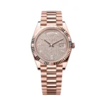 Rolex Day-Date 40 Oyster Perpetual 228235-0036 18ct Everose Gold Diamond Paved Dial 40mm Mens Watch
