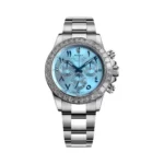 Rolex Oyster Perpetual Cosmograph Daytona 116576TBR-0005 Platinum Arabic Baguette Bezel Ice Blue Dial