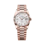 Rolex Oyster Perpetual Day Date M128235-0029 18ct Everose Gold Diamond Set MOP Dial