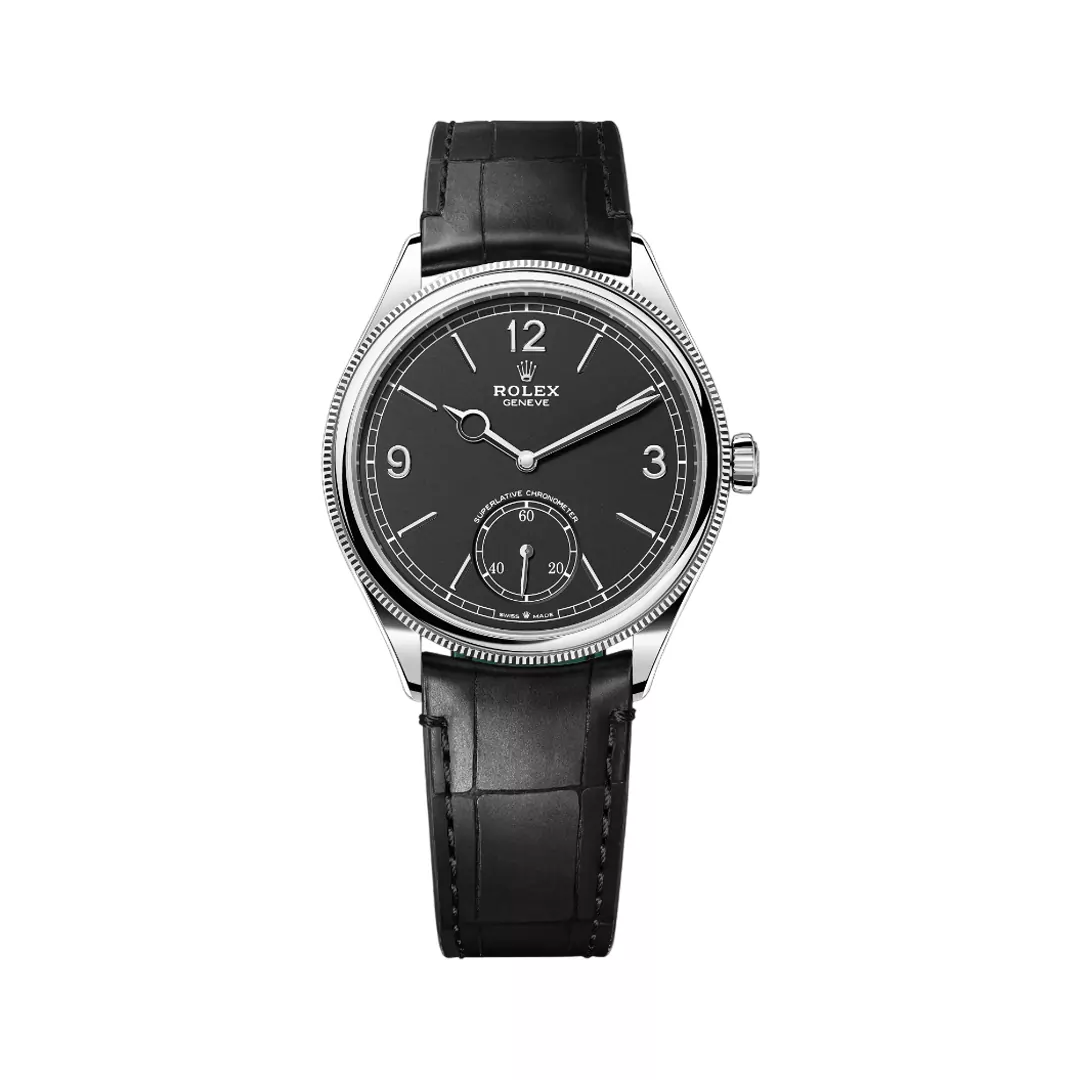 Rolex-Perpetual-1908-52509-0002.jpg Rolex Perpetual 1908- 52509-0002 White Gold Domed & Fluted Bezel Black Dial 39mm Men’s Watch - Image 1
