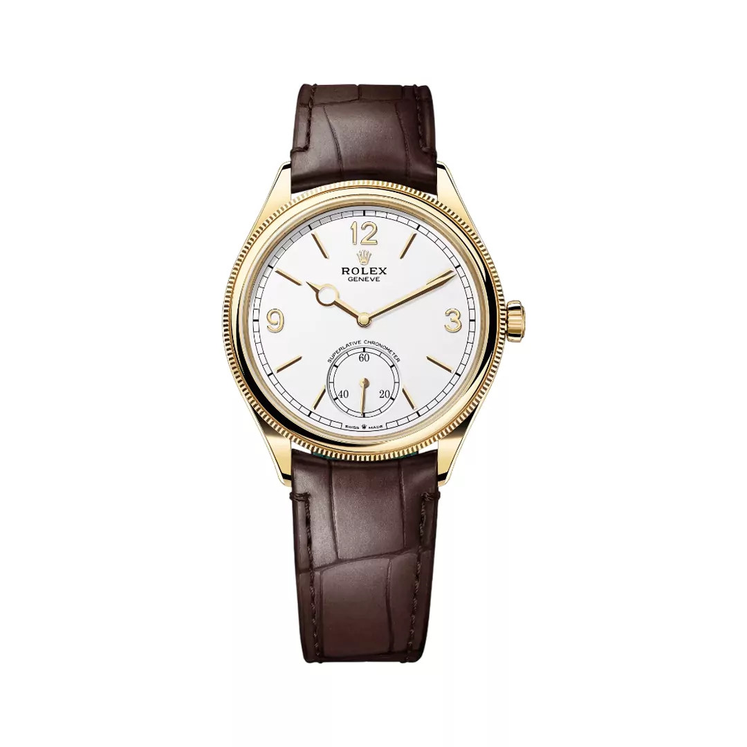 Rolex-Perpetual-1908-–-52508-0006.jpg Rolex Perpetual 1908– 52508-0006 Yellow Gold & Fluted Bezel White Dial 39mm Men’s Watch - Image 1
