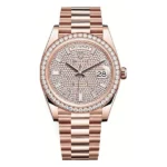Rolex Day-Date 228345Rbr Dpbdp 40Mm Pave Baguette Rose Gold And Diamond Bezel Men’S Watch