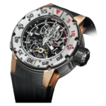 Richard Mille Rm 025 Manual Winding Tourbillon Chronograph Titanium And 18K Rose Gold Black Rubber Straps Men’S Watch