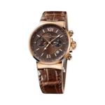 Ulysse Nardin Maxi Marine Chronograph 356-66/355 18K Rose Gold Brown Dial With Roman Numerals 41Mm Men’s Watch