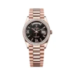 Rolex Day-Date Diamond Bezel 128345RBR-0044 Eisenkiesel Everose Gold 36mm Women’s Watch
